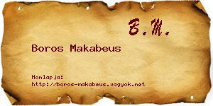 Boros Makabeus névjegykártya